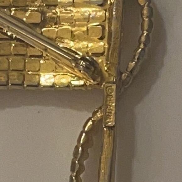 Vintage Rafaelian American Flag Brooch Pin Brass Rhinestone - Picture 4 of 10